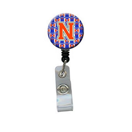 CAROLINES TREASURES Letter N Football Green, Blue and Orange Retractable Badge Reel CJ1083-NBR